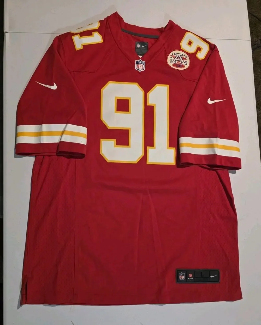 Kansas City Chiefs Nike On Field Jersey NFL Tamba Hali #91 Men’s L Red